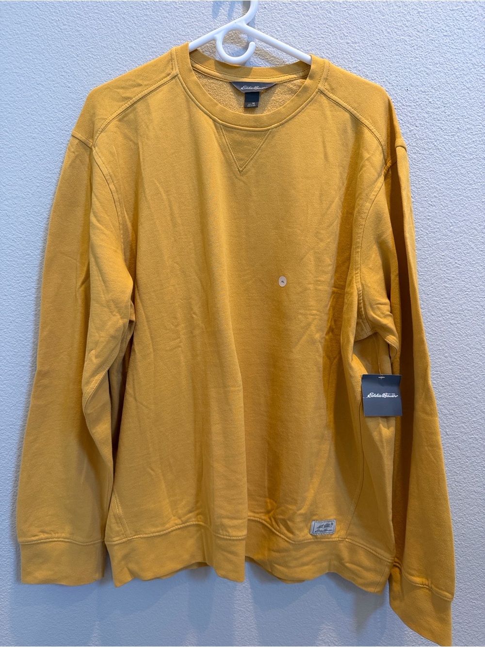 Eddie Bauer Men's Fleece River Wash Color Butterscotch Crewneck Sweatshirt NWT